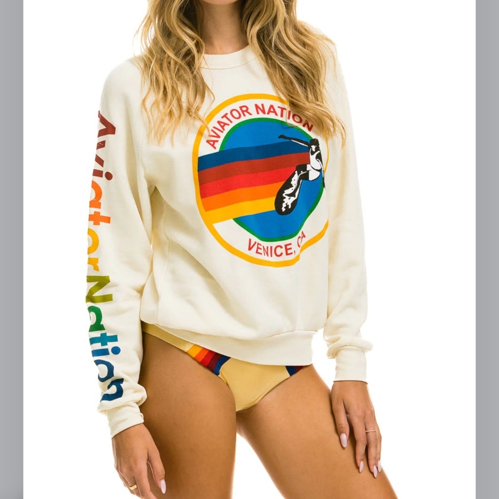 AVIATOR NATION SWEATSHIRT - VINTAGE WHITE